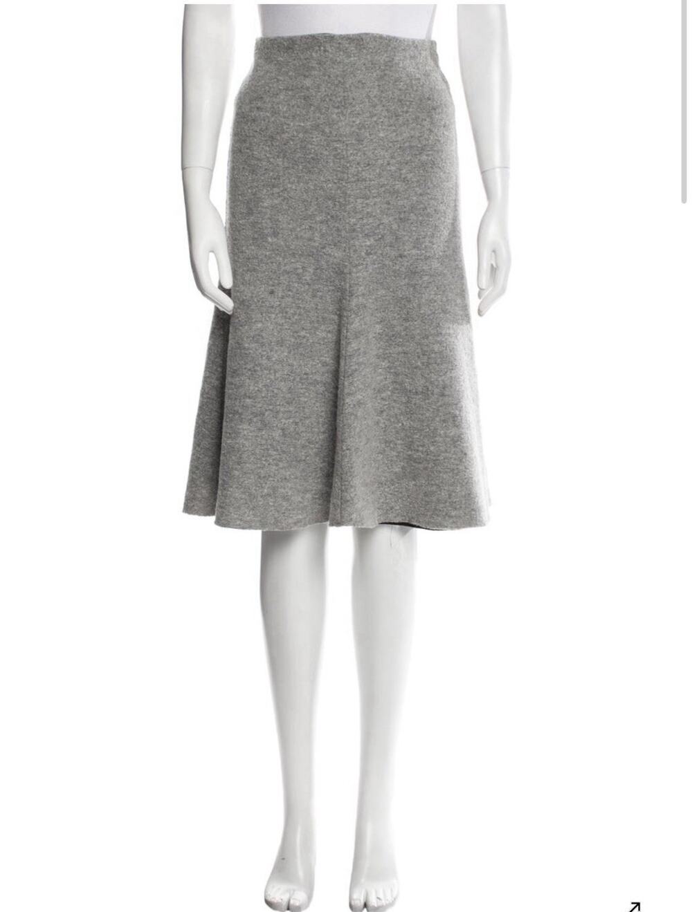 Nicholas Wool Skirt Gray Midi Knee Length Pleated US 2 Small